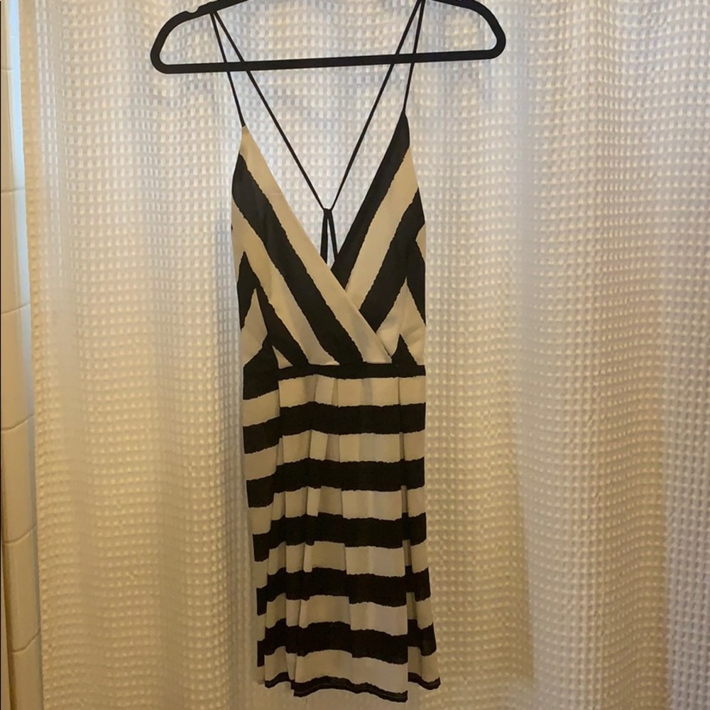 striped strapped cute open back dress